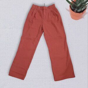 ZARA Vintage Burnt Salmon Lyocell Pleated Trouser Pants